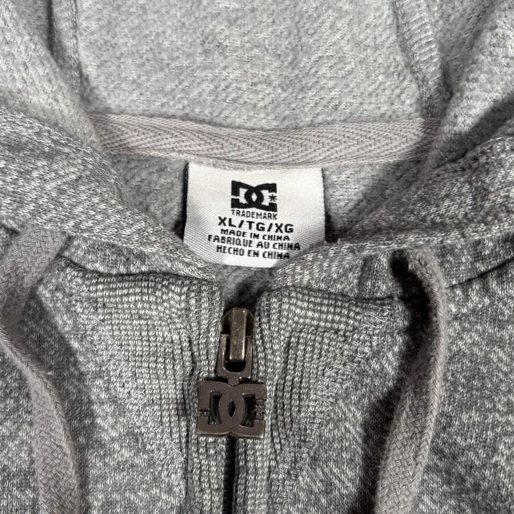 Vintage DC‎ Shoes Hoodie Sweatshirt Mens XL Full Zip Gray Lightweight Skate Y2K